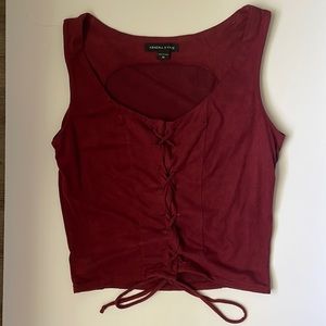 Suede Kendall and Kylie Maroon Crop Top Size Medium